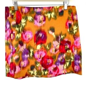 J. Crew mini skirt in a stretch  cotton blend, unlined, watercolour print